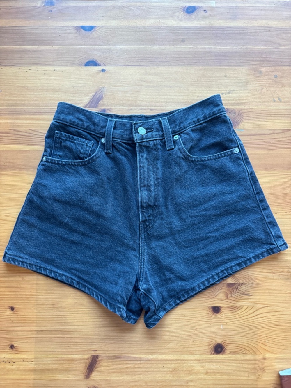 High-Rise Black Denim Jean Shorts - high waisted Mom short